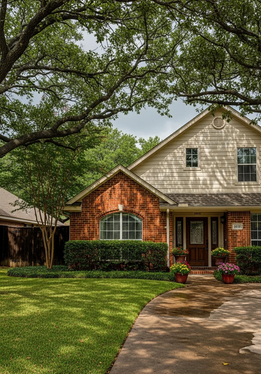 Residential home in a Tulsa neighborhood with mature trees and well-maintained landscaping.